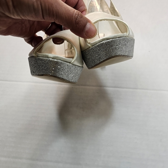 PINK Paradox London Indulgence Platform Peep Toe Pump Satin - Picture 6 of 10